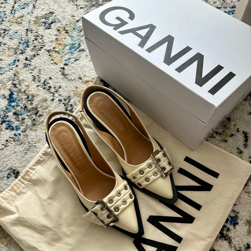 Ganni buckle sling back pumps